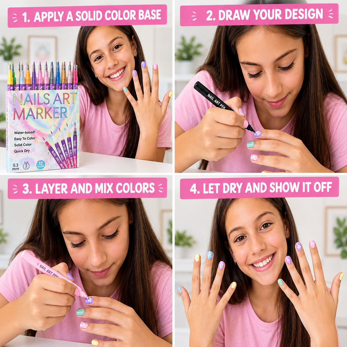 12-Color Acrylic Nail Art Pens Set